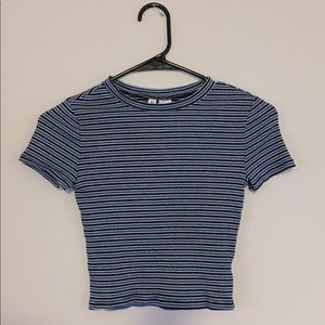 Blue striped crop top